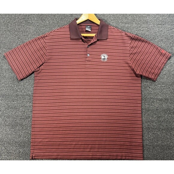 Nike‎ Golf Shirt Mens Red Striped XL Pebble Beach Short Sleeve Golf Dri-Fit UV - Picture 2 of 12